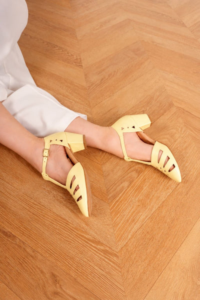 Jan Up - Sandales Jaunes Cuir à Talons