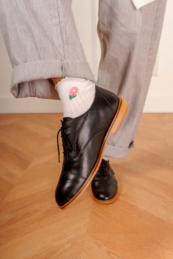 Elliot - Black Leather Derbies