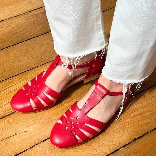 Chaussures Swing Sandales Rouges Portées
