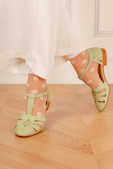 Angela - Sandales Vert Clair Cuir