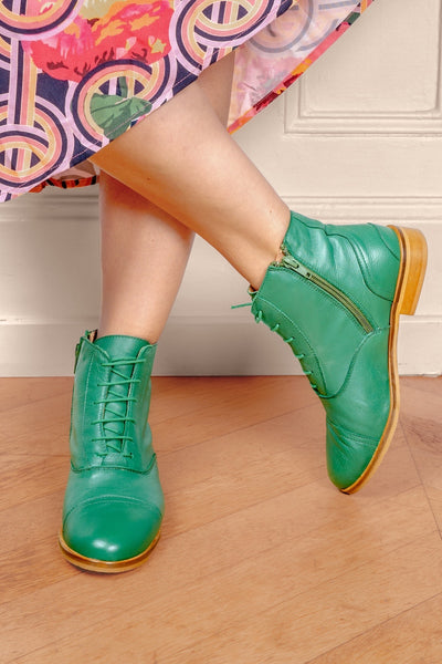 Mama Green - Grüne Stiefeletten aus Leder