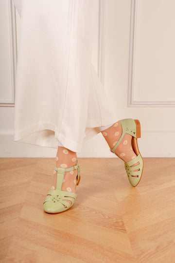 Angela - Sandales Vert Clair Cuir