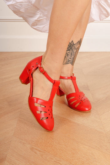 Holly Up - Rote Ledersandalen mit Absätzen