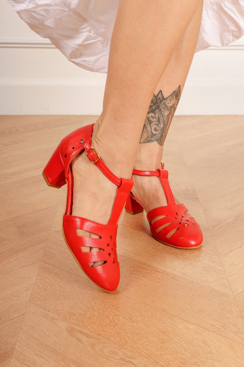 Holly Up - Rote Ledersandalen mit Absätzen