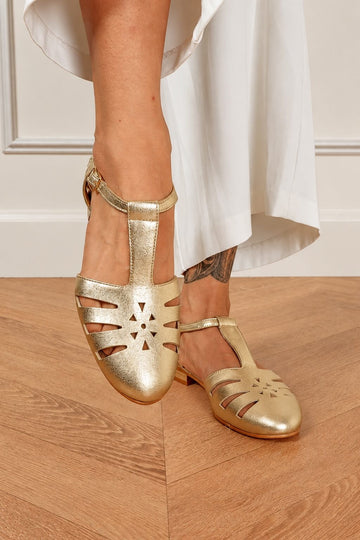 Chaussures de danse swing dorée vegan